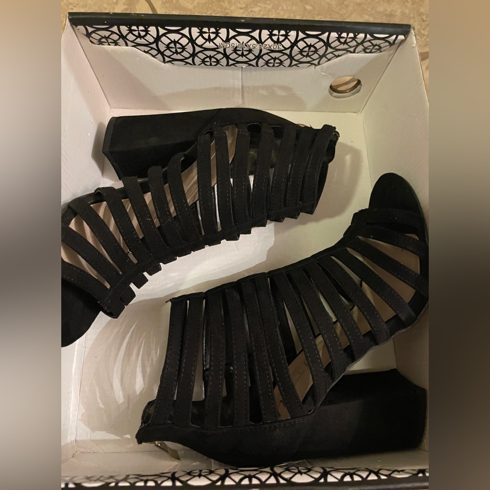 Black Nicole Miller Caged Sandal